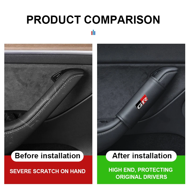 Фото Защитные накладки на ручки дверей и подлокотники с эмблемой Toyota для Yaris, Corolla, Prius, Auris, C-HR, Land Cruiser – аксессуары для интерьера автомобиля №2