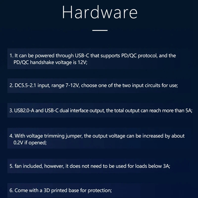 Модуль питания PD 5 В А для Raspberry Pi5 двухпортовый модуль USB-A и поддержка входа USB-C или