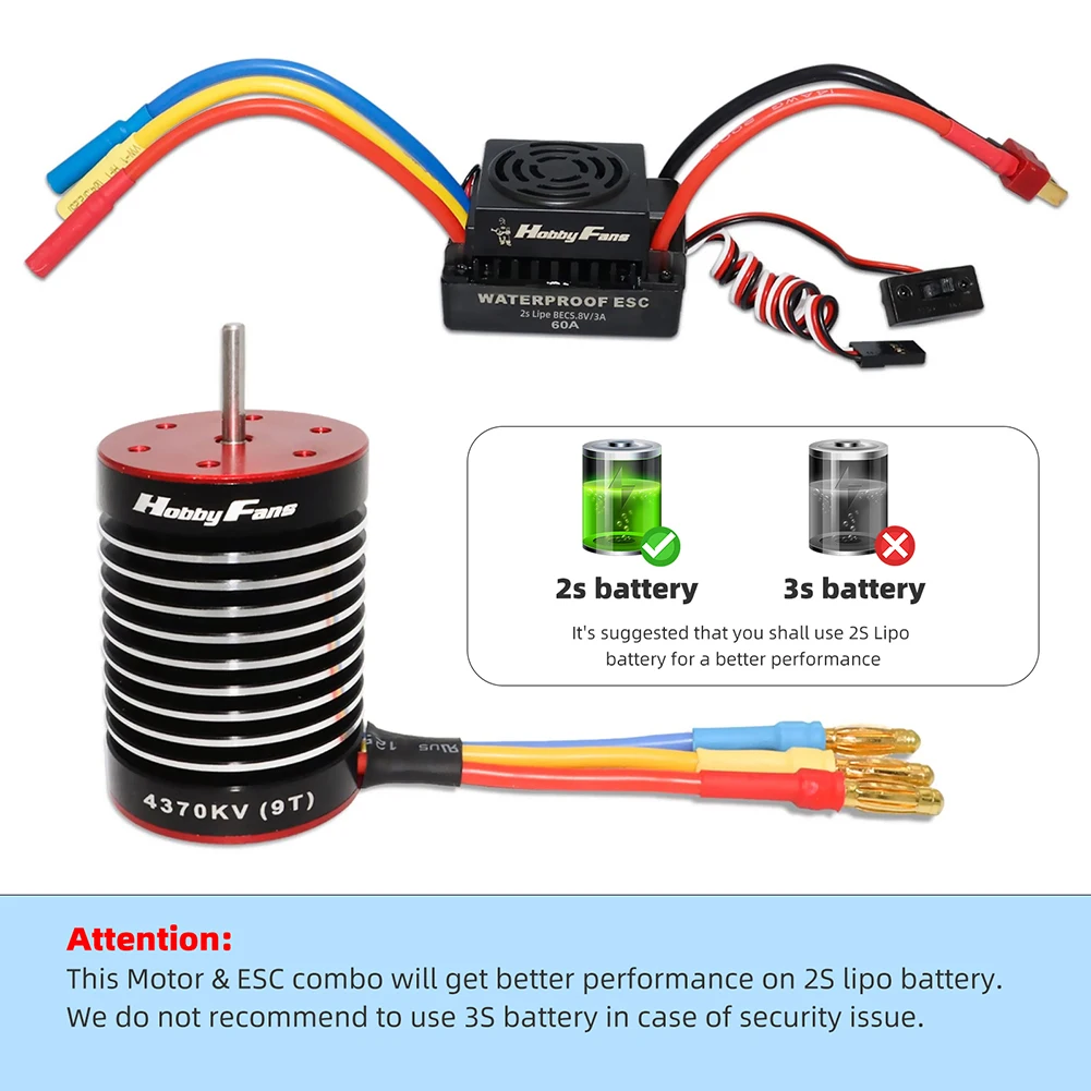 

HOBBYFANS 3650 / F540 Waterproof Brushless Motor 60A ESC Combo for 1/10 RC Cars