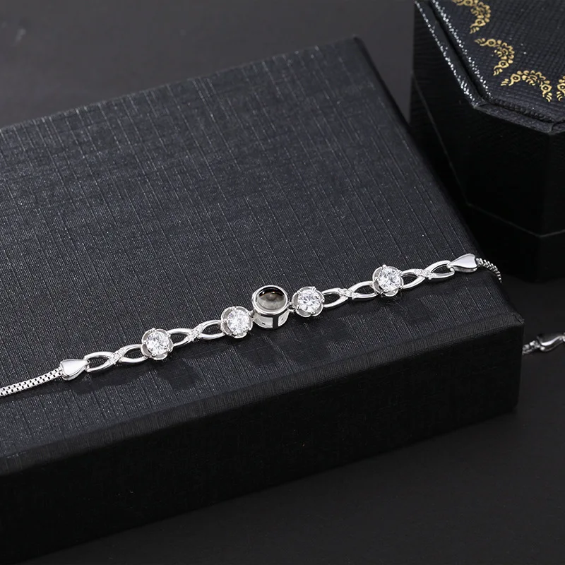 S925 Custom Photo Projection Zircon Bracelet For Girlfriend Wife Gifts 2023 New In Valentine Day Luxury Trendy Romantic Jewelry