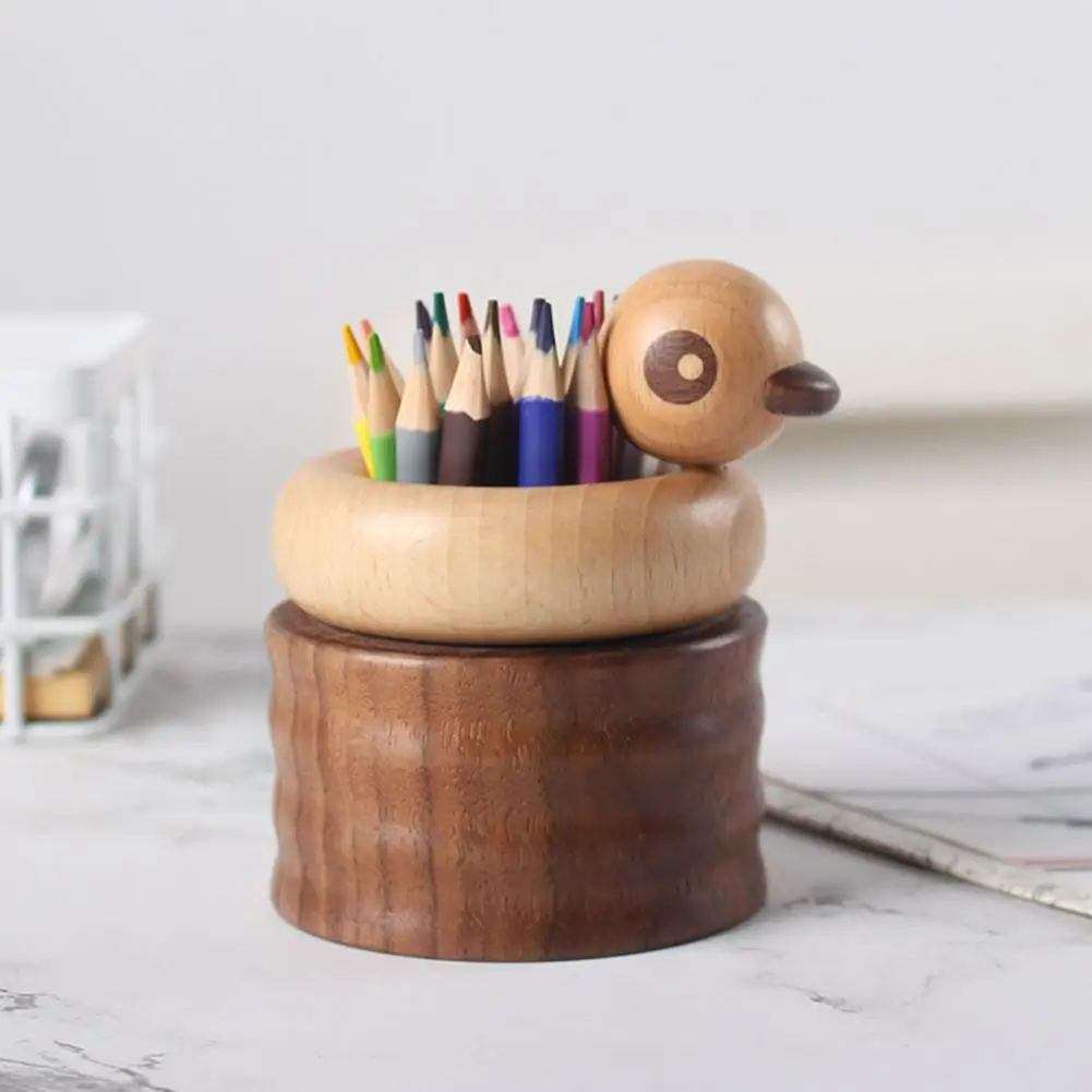 

1 Set Good Pen Container Smooth Surface Wood Hedgehog Penholder All-Purpose Pen Storage Holder Stationery Gift