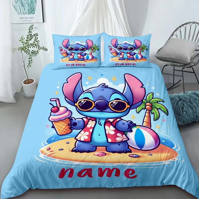 Настраиваемый стежок пододеяльник мультфильм персонализированное имя комплект