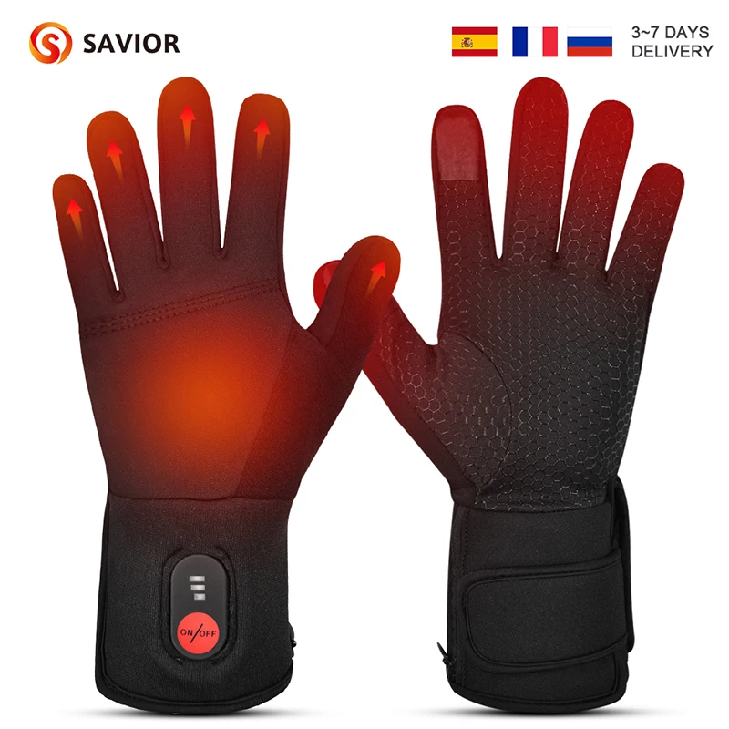 Savior Heat  Electric Heating Gloves For Women, Rechargeable Battery Heated Gloves,Motorcycle Heated Mittens For Men Winter Ski