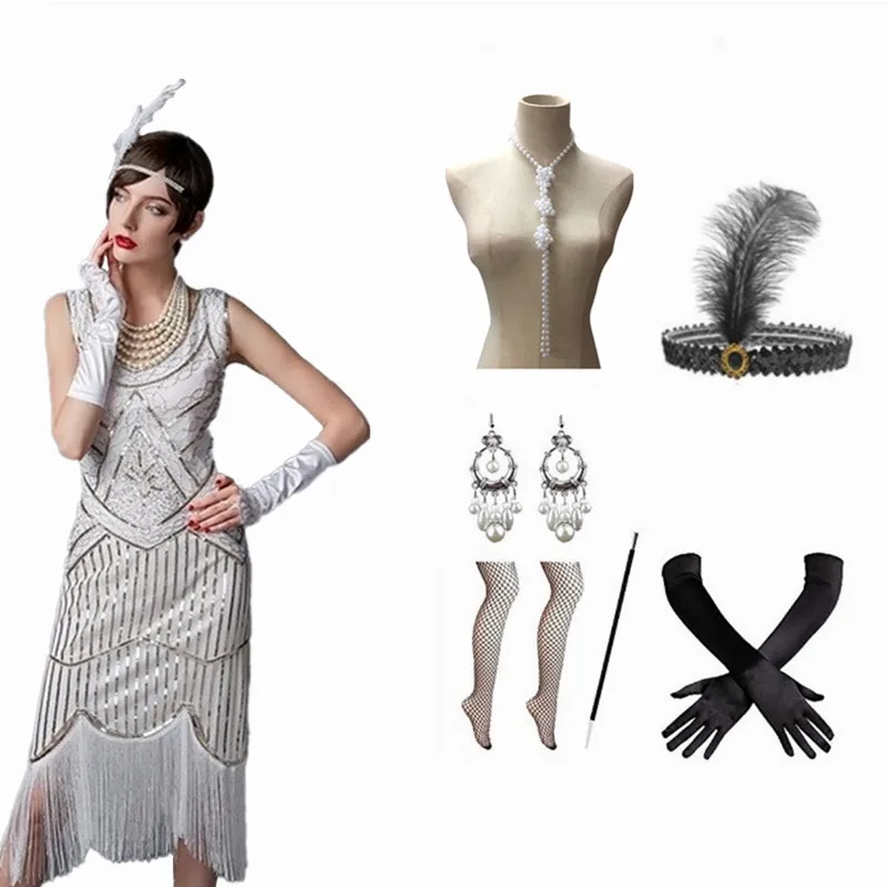 

1920s Gatsby Vintage Sequined Tassel Fashion Party Evening Dress