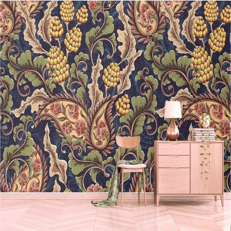 

Домашний декор в тайском стиле, настенная ретро-фреска с бананами, листьями, фруктами, 3D обои для кафе, ресторана, гостиной, спальни, настенна...