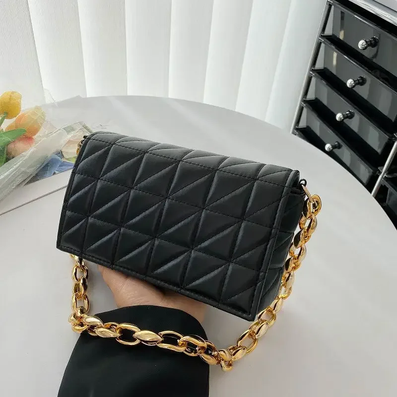 

Fashion Women Check Metal Chain Shoulder Messenger Bags Female Underarm Crossbody Bag Party Bag Flap Retro Clutch Handbag