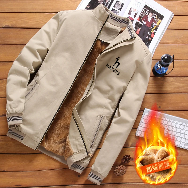 

HAZZYS 2022 Winter Neue Männer der Jacke Plus Samt Dicken Koreanische Version Selbst-Anbau Stehkragen Trendy Kleidung