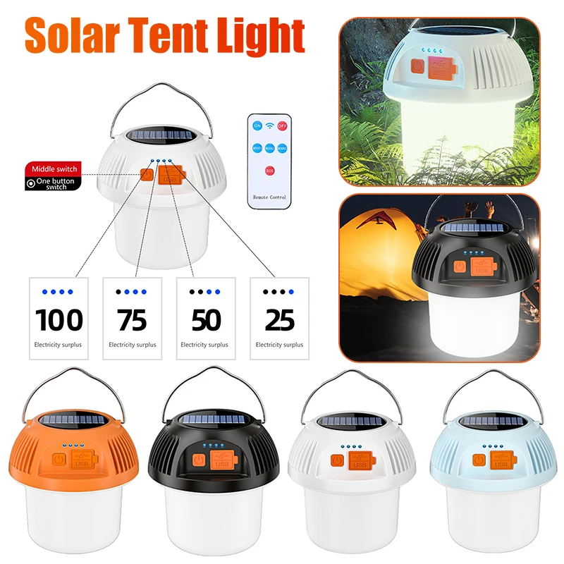 

4W Portable Camping Lights IP22 Waterproof 38 LED Emergency Power Bank Type-C Charging 3 Gears Remote Control Lighting