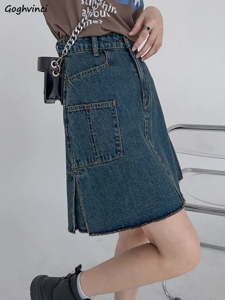 

Мини-юбка женская ассиметричная, повседневная Универсальная джинсовая в стиле ретро, для отдыха, в Корейском стиле, на лето