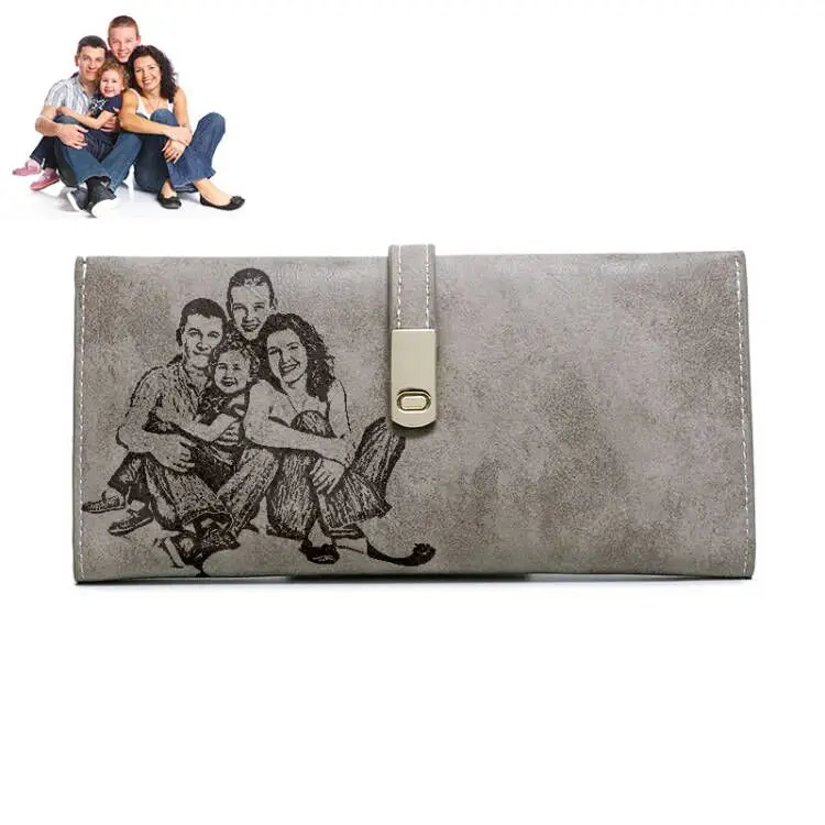 Женский Длинный кошелек с лазерной гравировкой Дамский бумажник для фото на