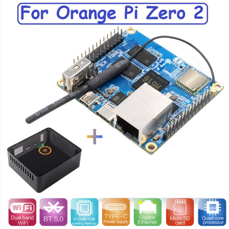 

Для Orange Pi Zero 2 1GB RAM Allwinner H616 макетная плата с чехлом для Wifi + BT5.0 для Android 10 Ubuntu Debian OS