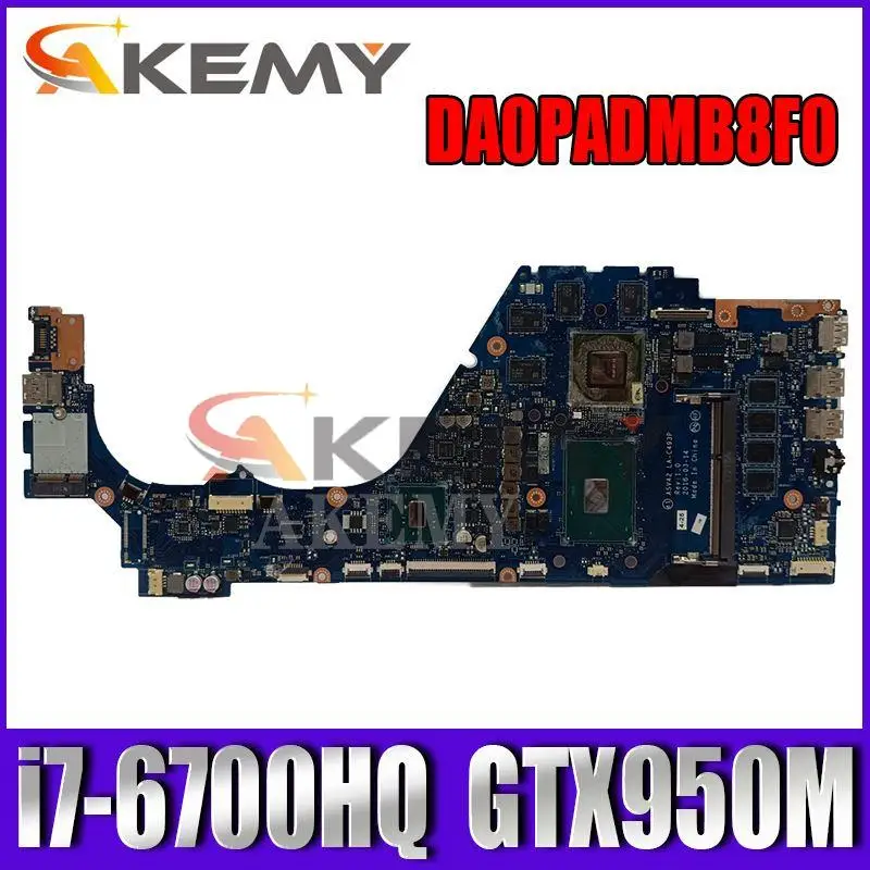 

AKemy 829092-601 Genuine Working Laptop Motherboard ASV42 LA-C493P w/ i7-6700HQ CPU + GTX 950M GPU for HP Envy 14-J 14-J104TX