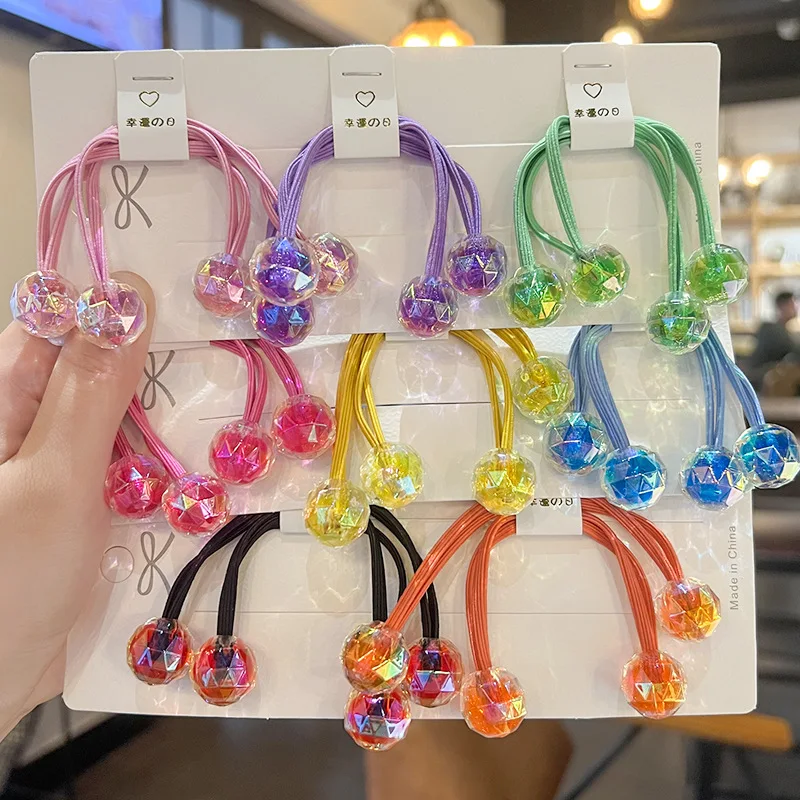 

Candy Colored Hair Ties Faceted Round Ball Kawaii Elastic Hair Rope Bands Accessories Headband for Girls Items Free Shipping