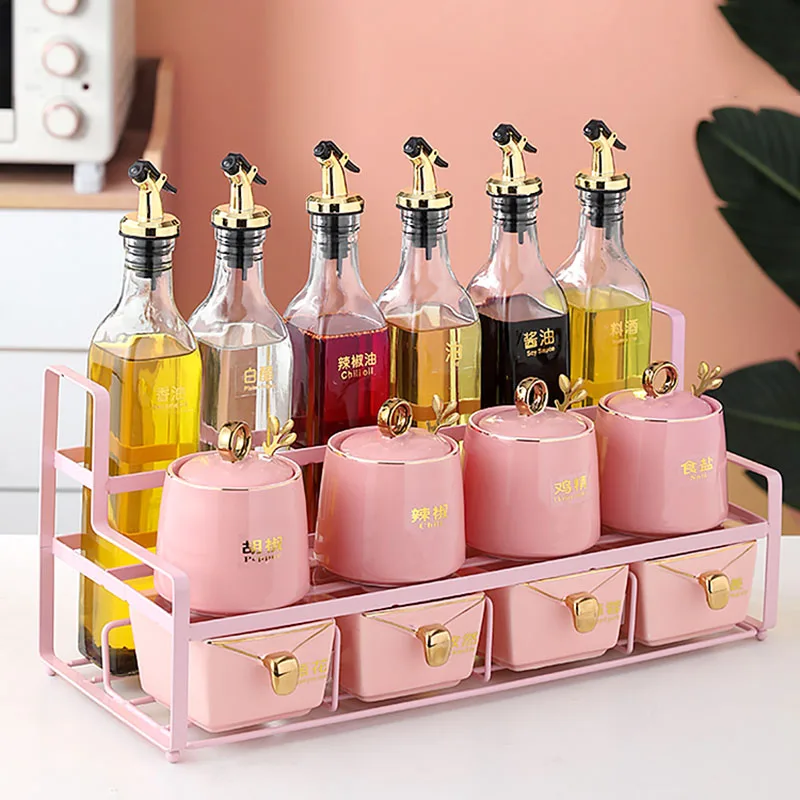 

Стеклянная керамическая банка для хранения кофе с ложкой, кухонный спрей для масла, сахарная банка, держатель для приправ, организация кухн...