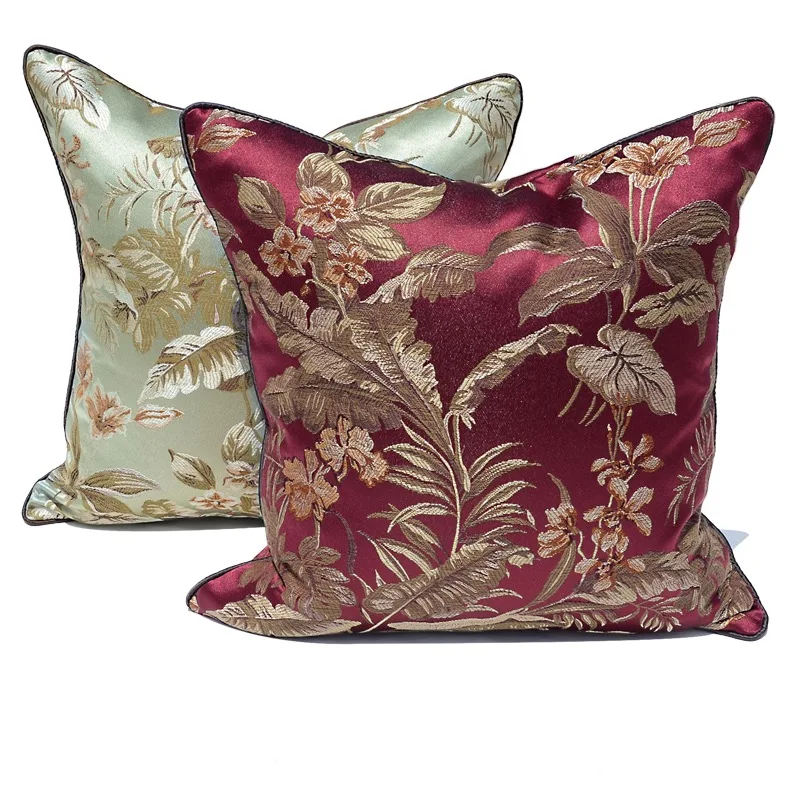 Красные зеленые подушки роскошный жаккардовый чехол для в стиле кантри