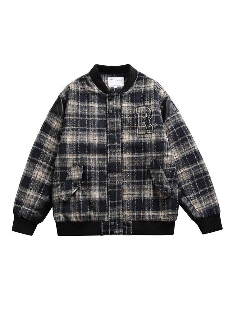 Wukong Goods Зимняя модная брендовая клетчатая лоскутная стеганая одежда с хлопковой