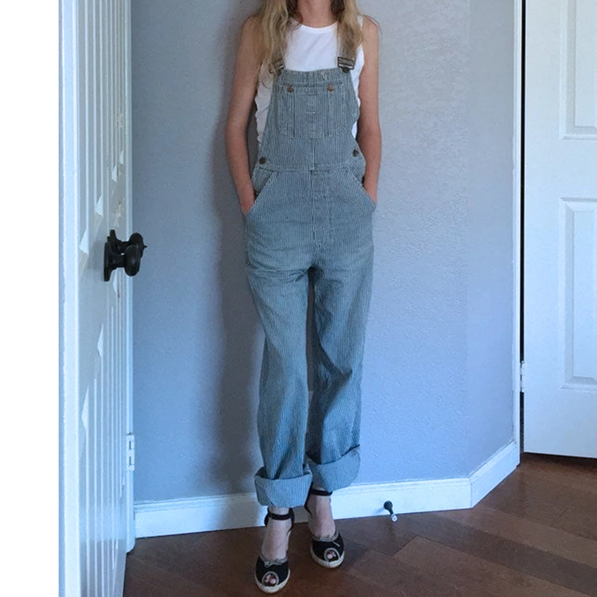 

Pockets Jumpsuit Woman 2022 Autumn Button Cotton Chic Straight Jeans Overalls Femme Casual Vintage Long Denim Pant