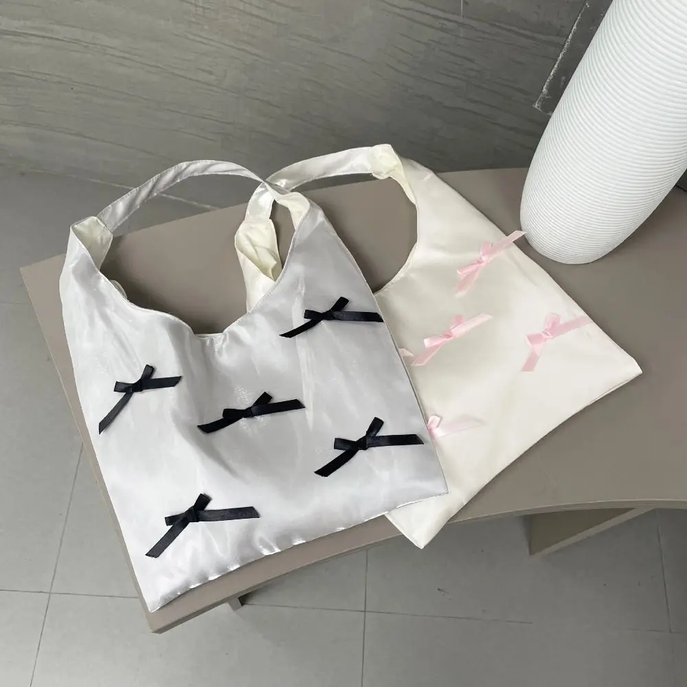 Модная большая вместительная сетчатая сумка с бантом прозрачная лентой и