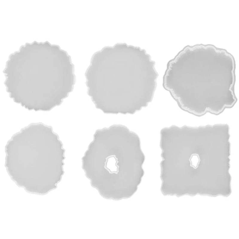 

6PCS Resin Coaster Molds Irregular Hollow Agate Silicone Molds Epoxy Resin Molds for DIY Geode Coasters, Home Decor