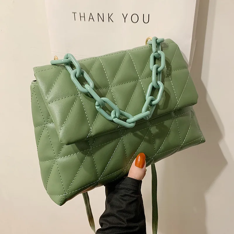 

Designer Brand Women's Shoulder Bag Fashion Casual Chain Lingge Large Handbag for Women 2022 New Summer Female Crossobdy Bag