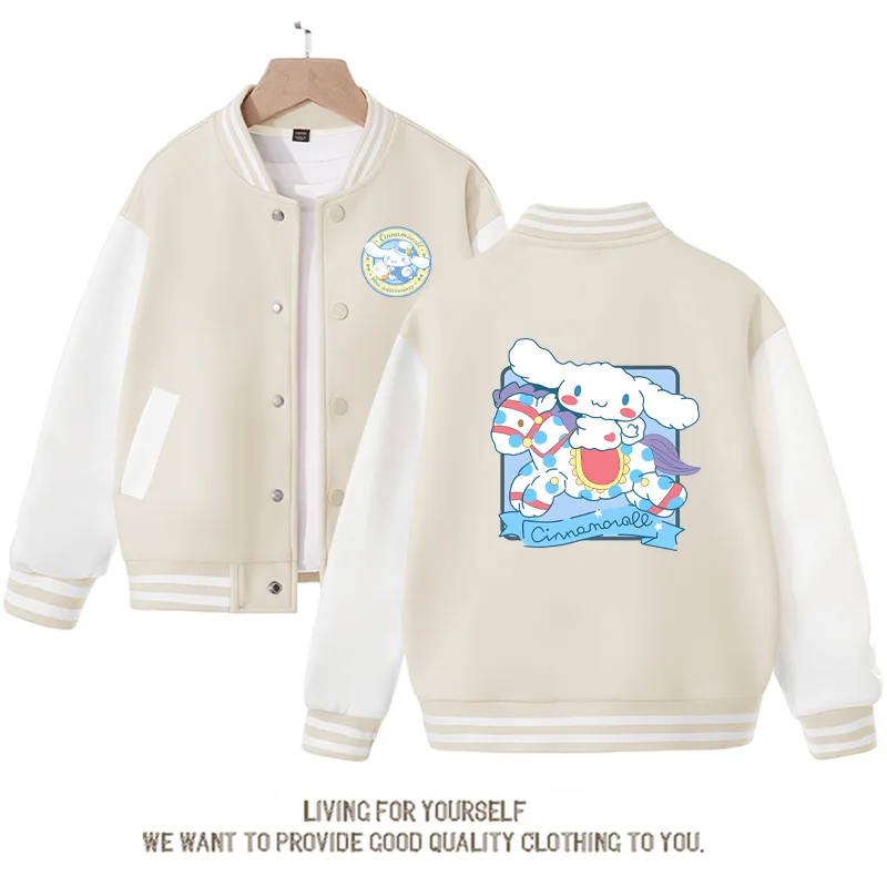 

Sanrio Kawaii Anime Cinnamoroll Children's Baseball Uniform Cute Cartoon Spring Autumn New Girls Casual Sports Coat Top Gift