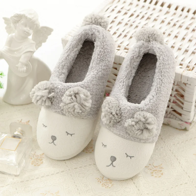 Spring Home slippers women 2022 Plush Warm Home slippers Faux wool Anime Soft slippers Indoor Floor Non slip House Slippers