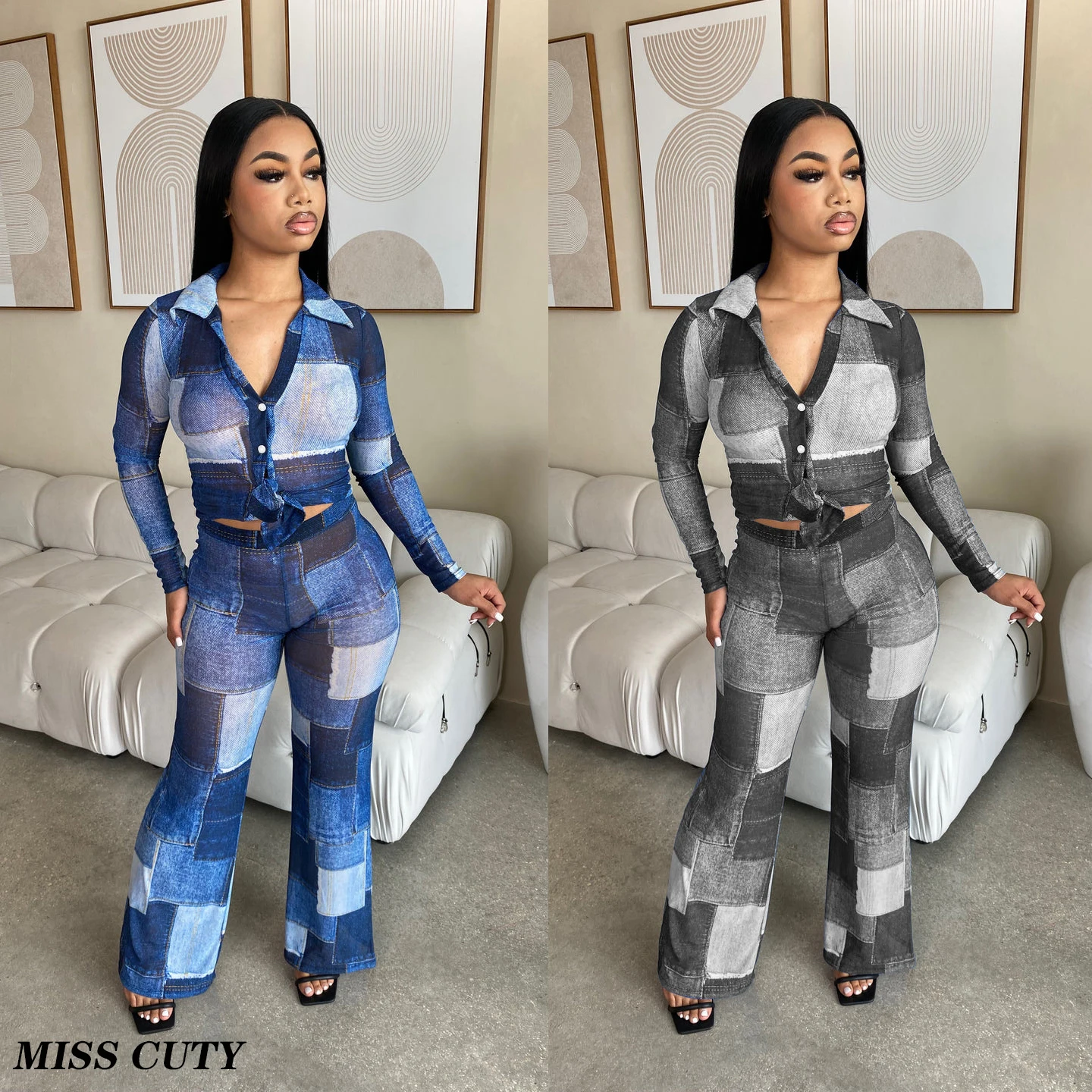 Элегантные блузки комплект из 2 предметов брючный костюм модная одежда сезона