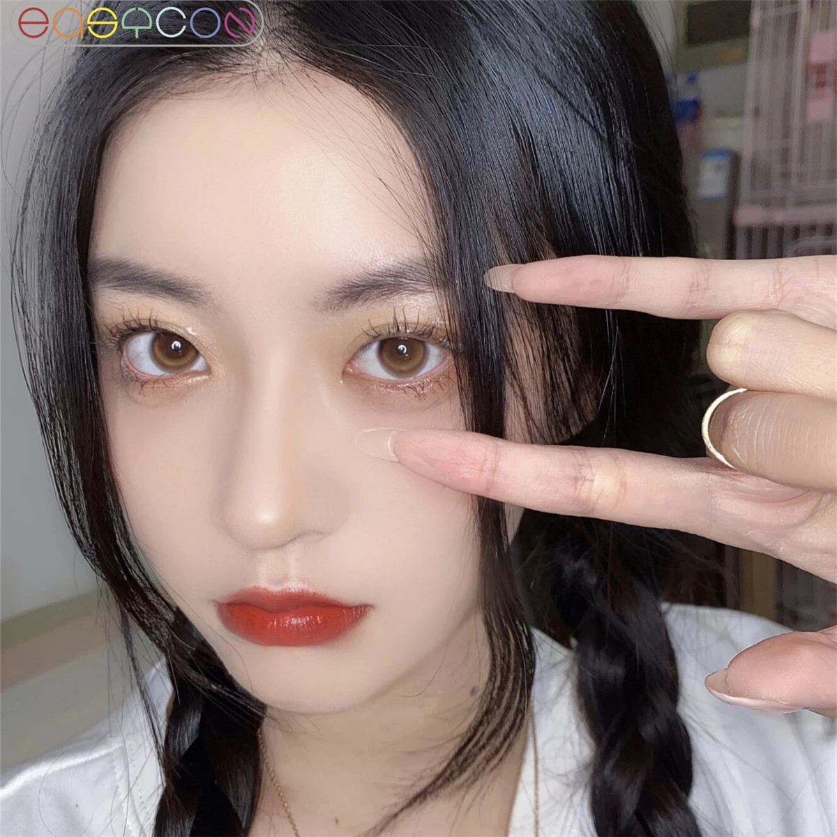 easycon half brown moon colored contact lenses for eyes yearly natural looking makeup small pupil exclusive 2pcspair soft eyes free global shipping