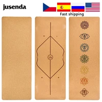 jusenda 183x68cm natural cork tpe yoga mat for fitness 5mm sport mats pilates exercise non slip yoga mat with position body line