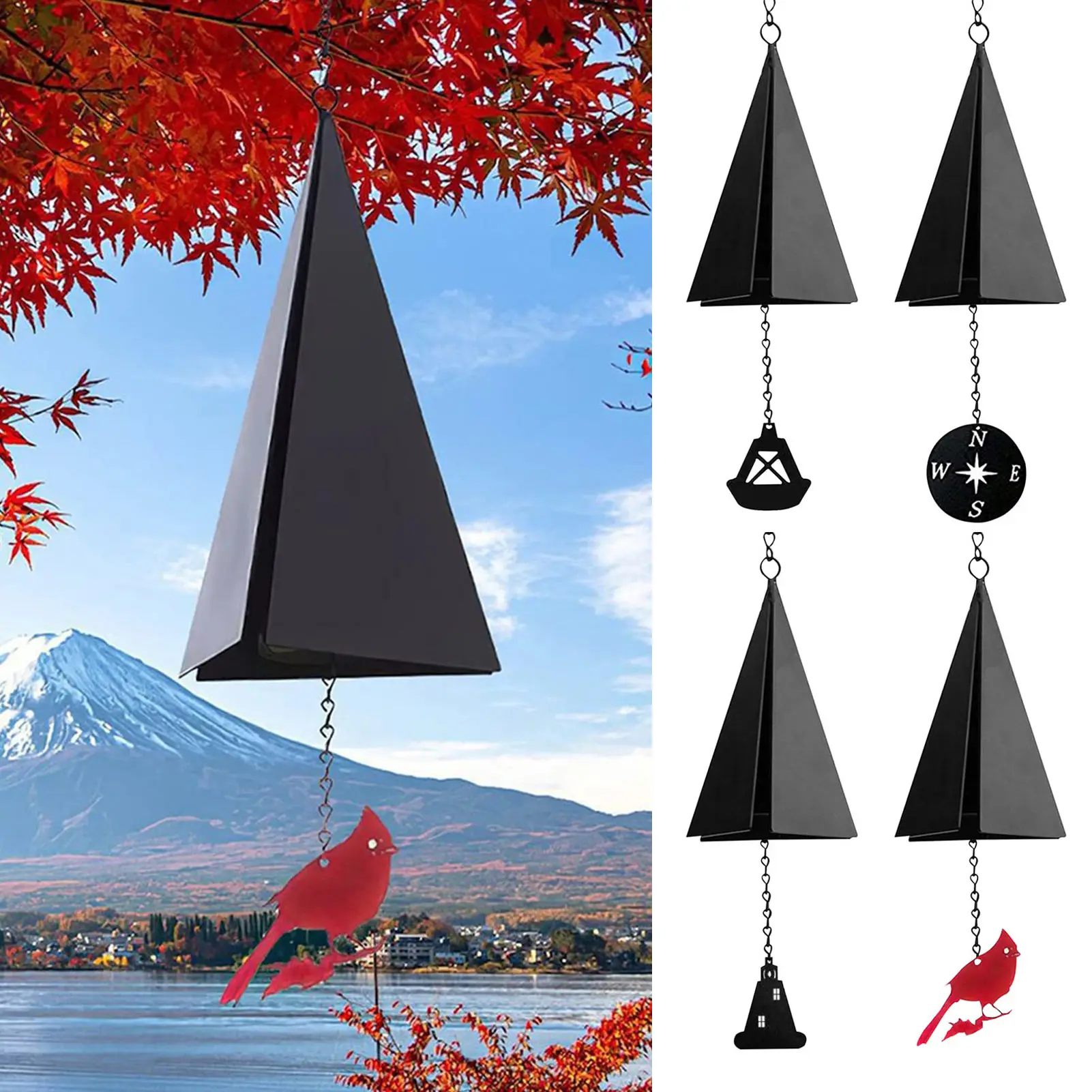 

Ветряные колокольчики, железная треугольная подвеска, Колокольчик для двора, украшение для моря, Колокольчик для северной страны, ветряные ...