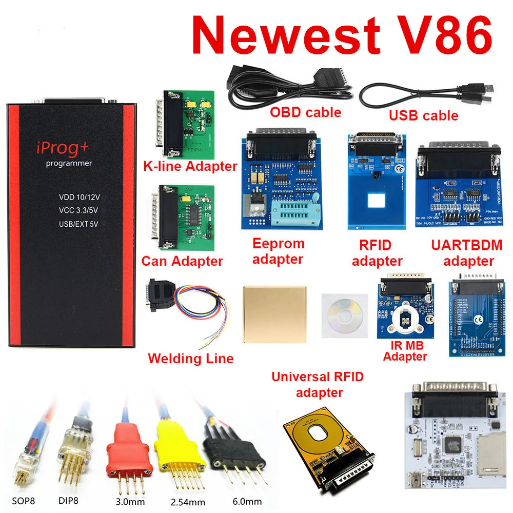 

Высококачественный программатор iPROG + Iprog Pro V86, 3 в 1, IMMO + сброс коррекции пробега, замена Carprog/Digiprog/Tango