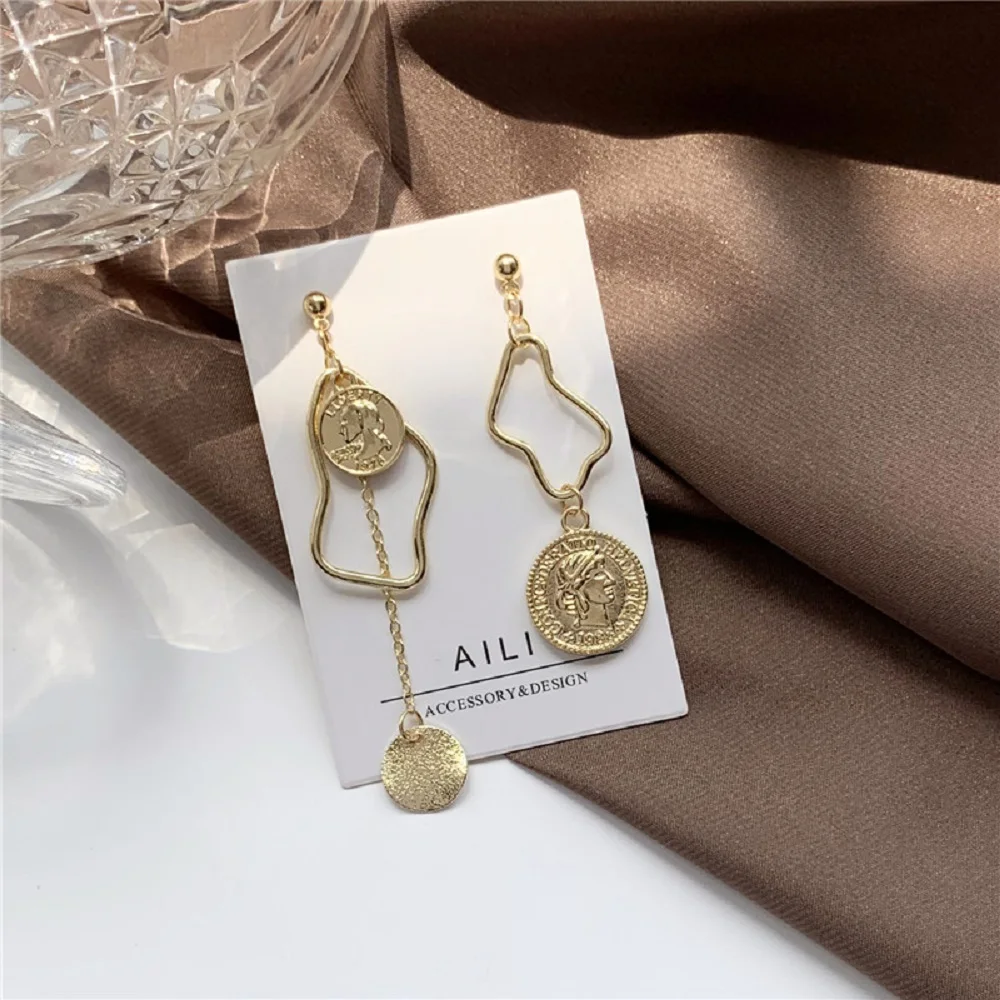 

Pendant Earrings S925 Gold Asymmetry Tassel Girls Geometric Drop Earrings Fashion Jewelry Dangle Earrings Stud Earrings