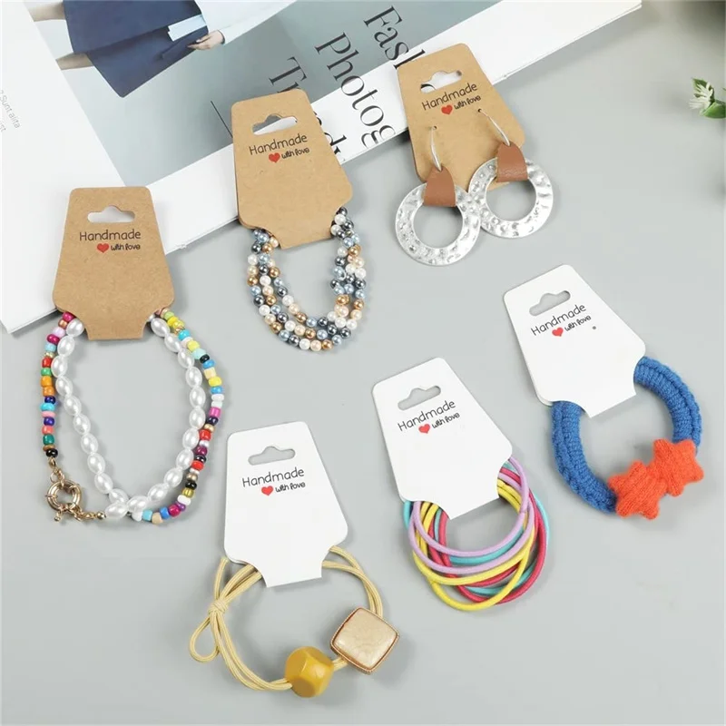 50pcs Handmade With Love Necklace Earring Jewelry Display Cards for Bracelet Packaging Holder DIY Package Card | Украшения и