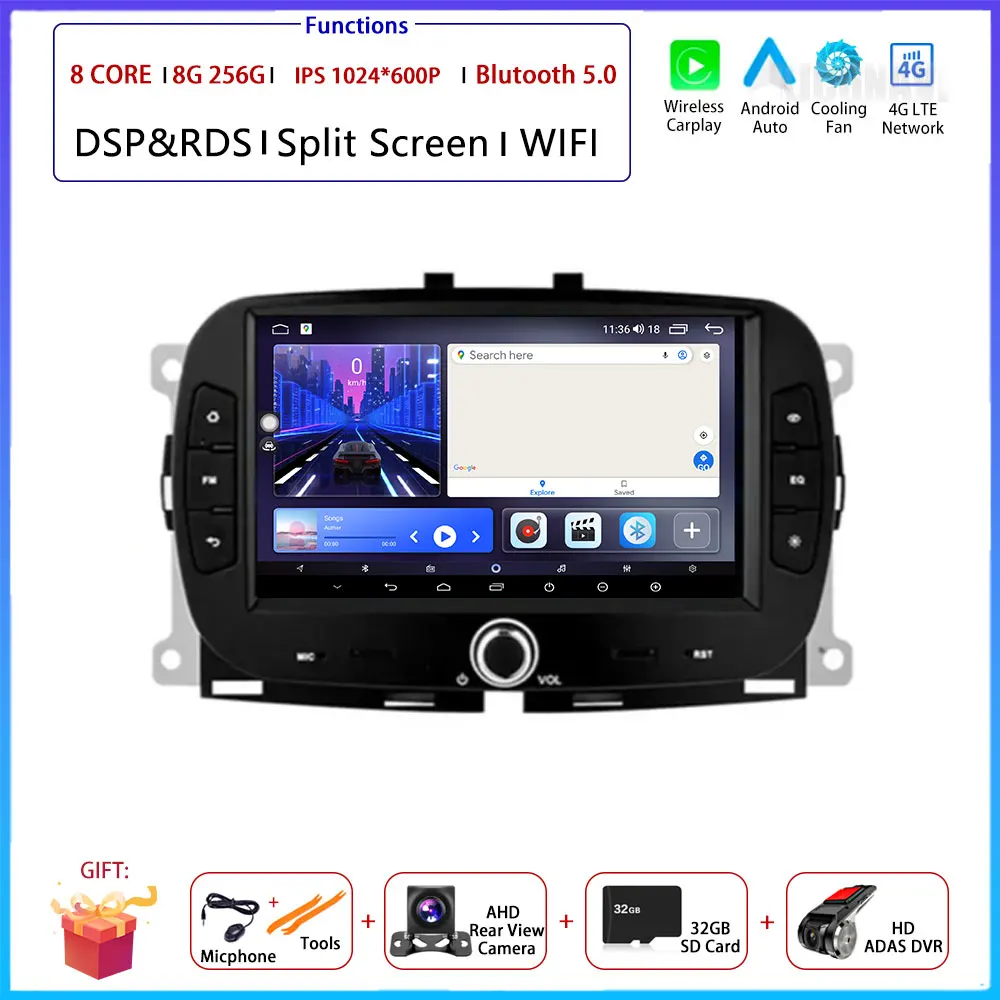

Для FIAT 500 2016 2017 2018 2019 ОС Android WIFI 4G Авто Автомагнитола Carplay Стерео GPS Навигация DSP 7 ''FM Мультимедийный плеер