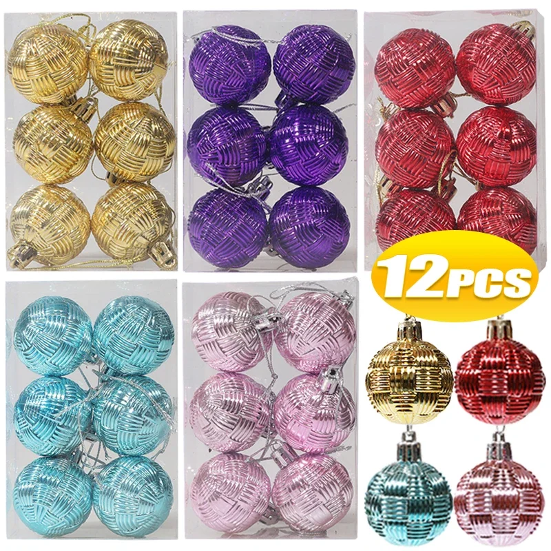 

Christmas Decorative Balls Colorful Woven Textured Ball For Xmas Tree Ornaments Pendant 2024 New Year Home Party Decor Supplies