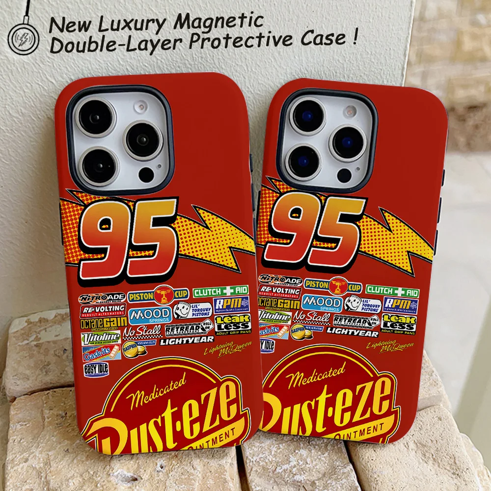Чехол для телефона Cars Lightning McQueen 95 iPhone 16 15 14 13 12 11 Pro Max Plus магнитная двухслойная