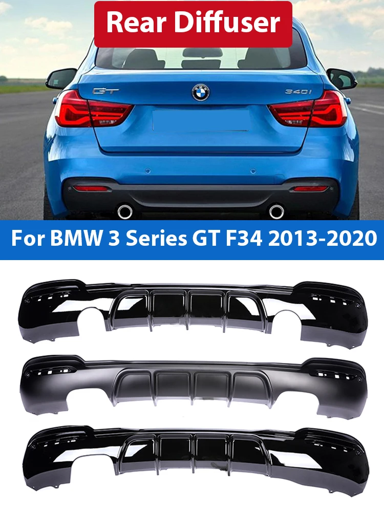 Фото Диффузор заднего бампера Carbon M Tech для BMW 3 серии GT F34 2013-2020 M-Performance, разветвитель бампера, задний диффузор поворота №1