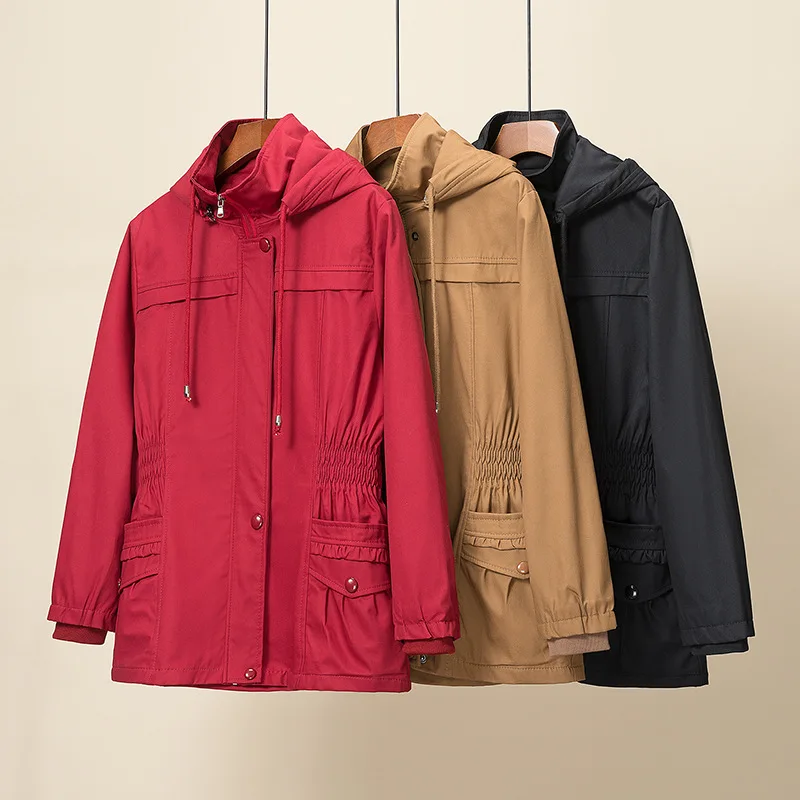 

Новинка 2023, весенне-осеннее модное женское пальто, Женское пальто с капюшоном средней длины, женское базовое пальто, верхняя одежда