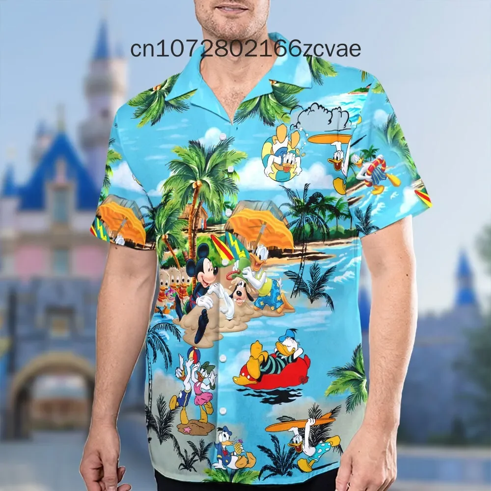 New Funny Donald Duck Hawaiian Shirt Disney Hawaii Summer Vacation Beach Surf Trendy Vintage Button Down