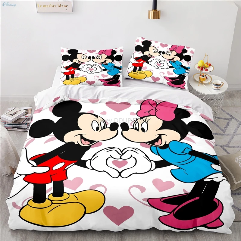 

Mickey Mouse Minnie Mouse Couples Bedding Set Cartoon Bed Linen Bedclothes Twin Full Queen King Size Duvet Cover Set Pillowcases