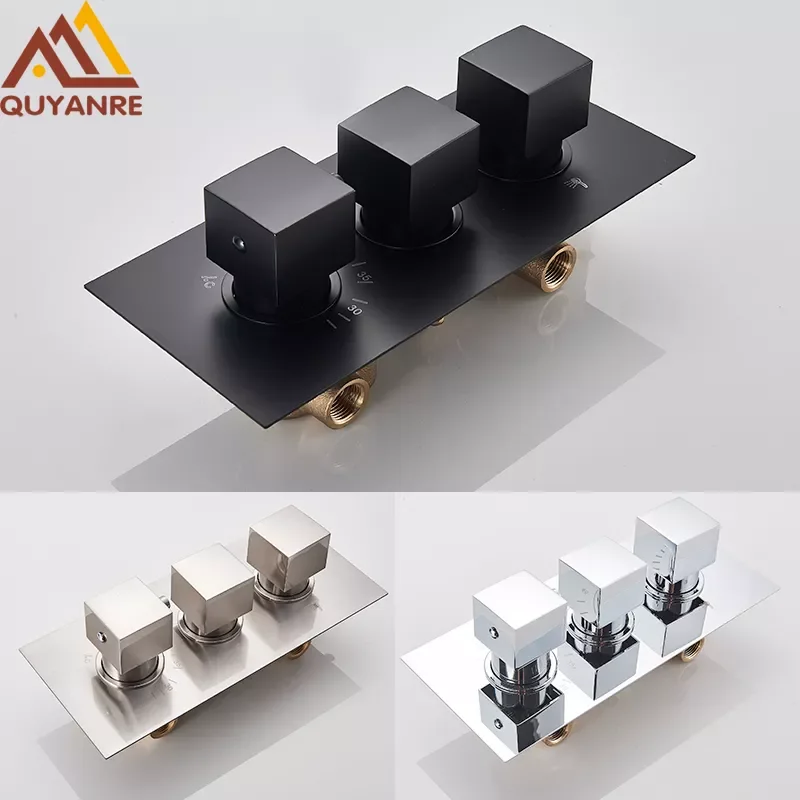 

Matte Black 3 way Thermostatic shower mixing valve for bathroom thermostatic shower mixer tap valve chrome brushed nickel