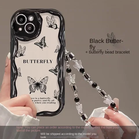 Черный чехол-бабочка для телефона Infinix Hot 30i 20i 20 4G 12 30 9 Play Smart 7 6 HD Plus 3D, мягкая силиконовая волнистая задняя крышка