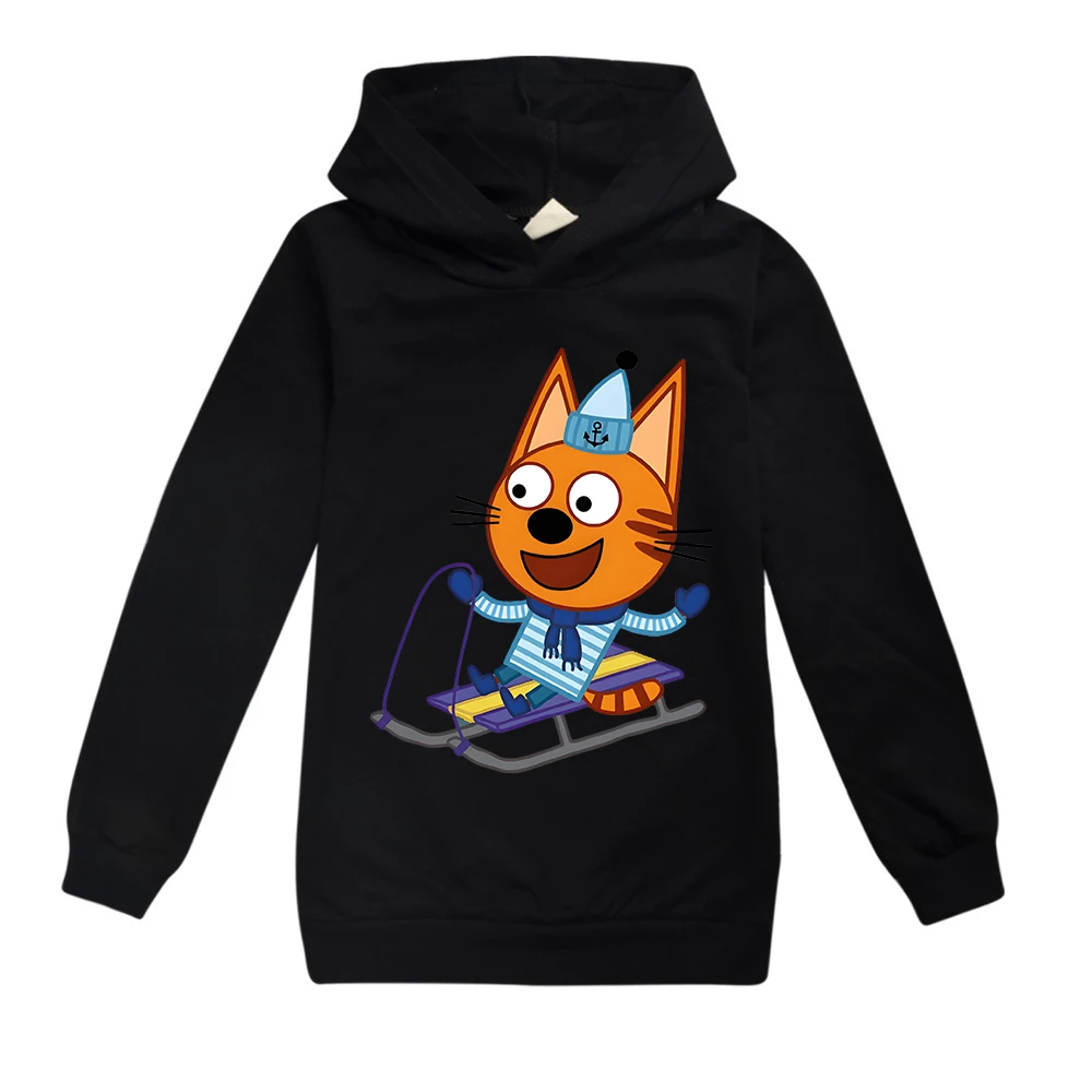 

Детские кофты с капюшоном, модная осенне-Весенняя детская одежда унисекс, Детские свитшоты с длинным рукавом для девочек, топы, одежда с милым котом для мальчиков