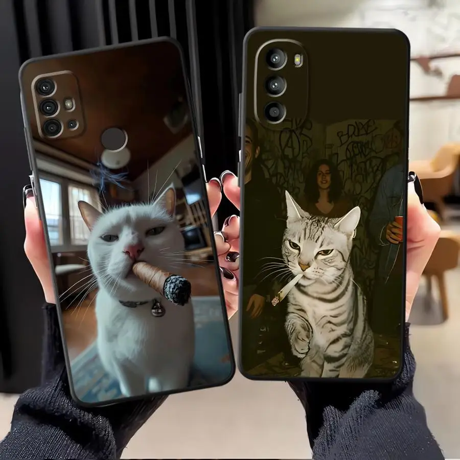 Забавный милый чехол с изображением кота для Motorola Moto G71 Edge 20 Pro 30 Lite G60s G22 Edge40 G32 G52 G50 G53 G30 G51 G73, чехол для телефона (art.: 3920d97791b6c) - 3920d97791b6c