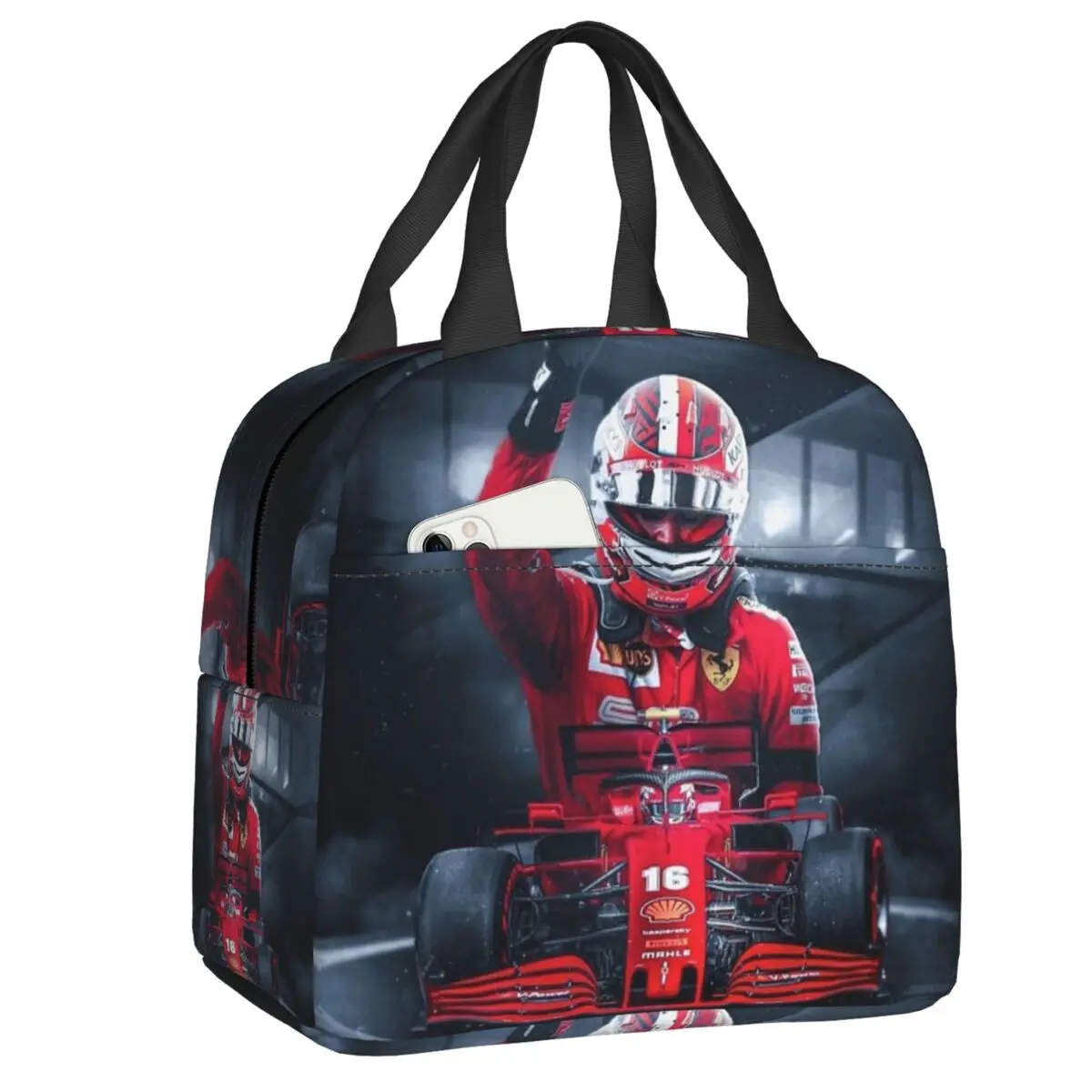 

Leclerc Charles Thermal Insulated Lunch Bags Women Formula One Racer Portable Lunch Tote for Kids School Children Food Box