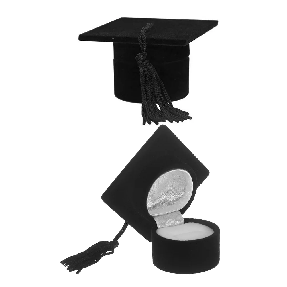 

2Pcs Doctoral Hat Shape Ring Boxes Graduation Jewelry Boxes Graduation Gift Boxes for Graduation Rings Necklace