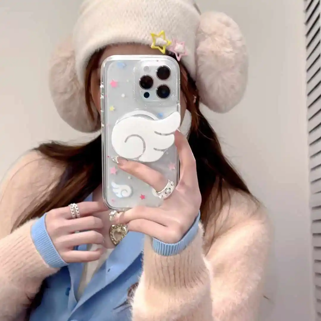 Корейский милый магнитный чехол-подставка Tok с мультяшной звездой и крыльями