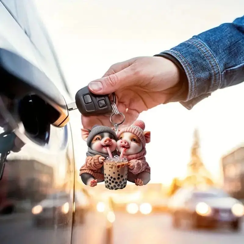 Милый 2D Акриловый Брелок в виде животного 8 см/3 14 дюйма праздничное настенное