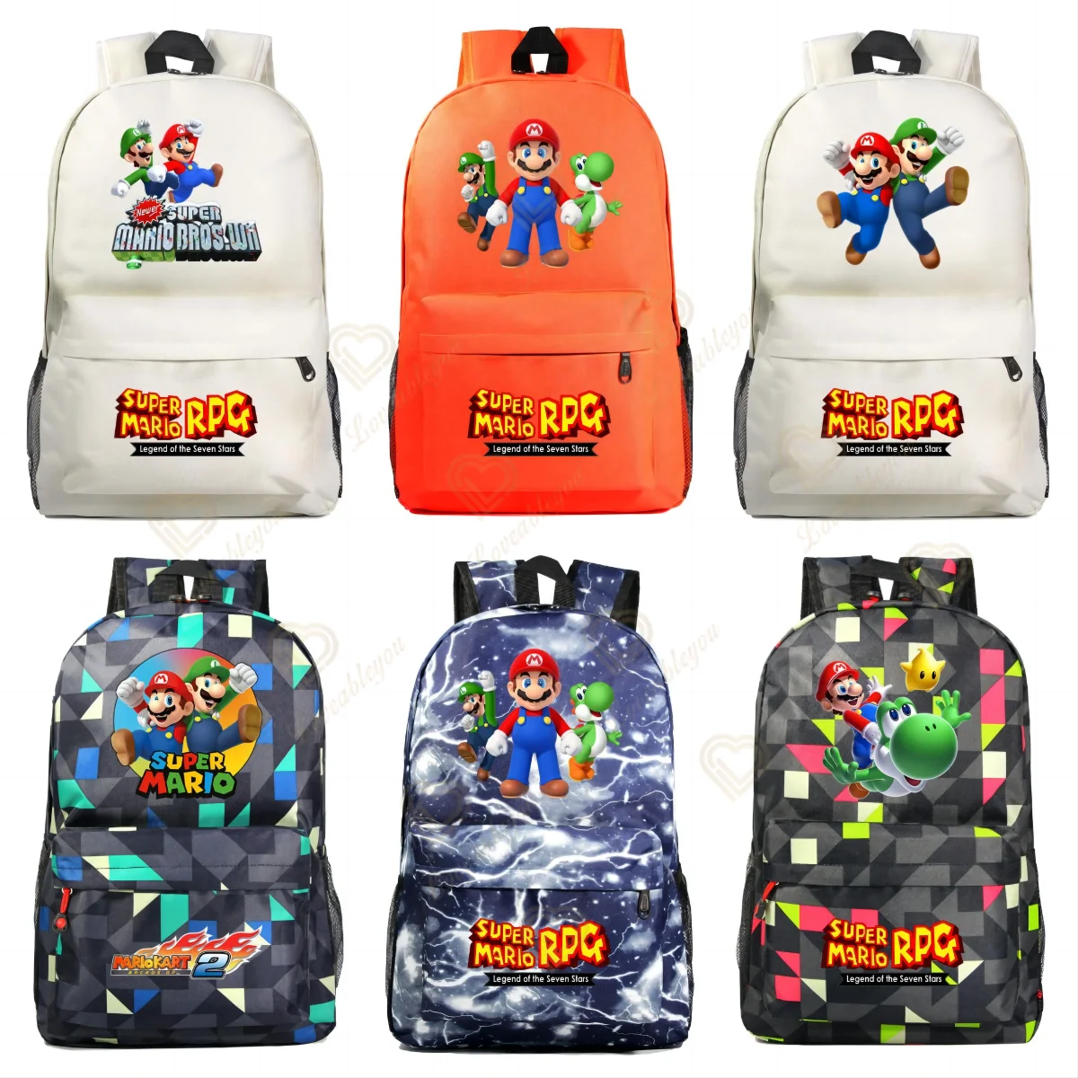 

New Mario Bros Cartoon Backpack Original Anime Mario High Capacity 16 Inches Waterproof Children School Bag Kids Birthday Gifts
