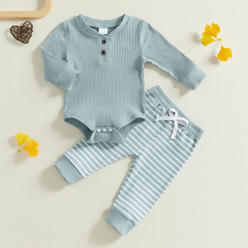 Осенняя одежда для маленьких мальчиков однотонный комбинезон в рубчик с